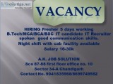 HIRING Fresher 5 days working B.TechMCABCABSC IT candidate IT Re