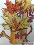 Autumn Fall Leaves Bouquet GG &ndash 9&rdquo x 12&rdquo Colored 