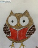 Fall Owl Reading A Book GG &ndash 8&rdquo x 11&rdquo Colored Pen