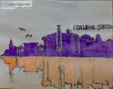College Station City Skyline GG &ndash 8&Prime x 11&Prime Colore