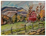 Autumn Fall Old Barn Scenery 6 &ndash 11&Prime x 14&Prime Canvas