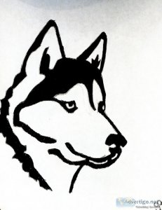 Black and White Husky Mix 2 GG - 8.5" x 11" Art Ink