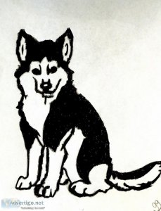 Black and White Husky Mix GG - 8.5" x 11" Art Ink