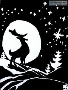 Black and White Winter Deer Scene GG &ndash 8.5&Prime x 11&Prime