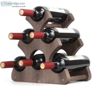 6 BOTTLE WOODEN COUNTER TOP WINE RACK. 100% WOOD