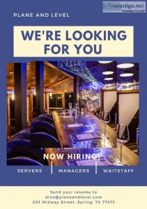 Experienced Servers Waitstaff and Managers Wanted