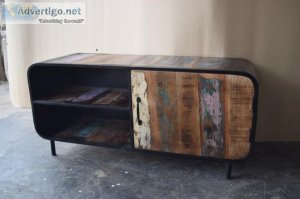 Reclaimed wood and metal cabinet