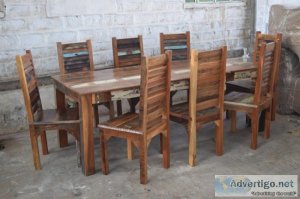 Dining table with eight chairs