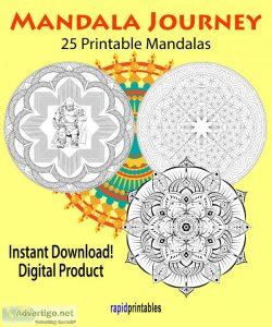 Mandala Journey - 25 Printable Mandalas (Adult Coloring Book)