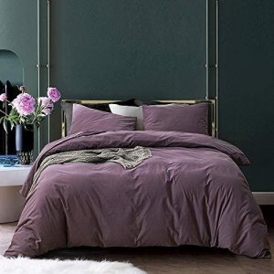 Lilac Purple Duvet Cover With Zipper And 2 Pillow - Ecocott