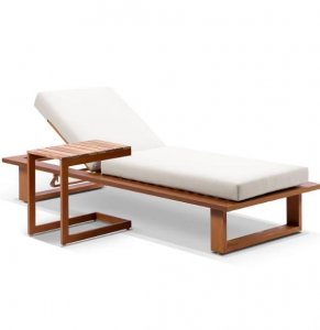 Buy Stylish Aluminium Sun Lounge In Teak Look With Side Table