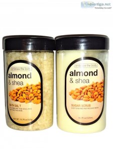 10 oz. 2 PC SET-ALMOND AND SHEA BATH SALT AND BATH SCRUB