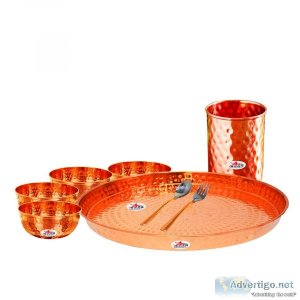 Copper dinner set online, copper thali online in india