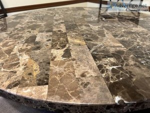 Brown Marble Table and Chairs