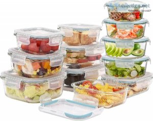 ROSOS Glass Food Storage Containers with Lids 24 Pieces Airtight