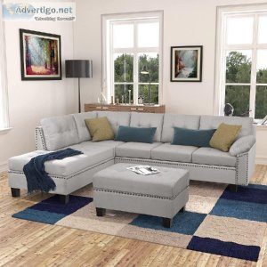 P PURLOVE Sectional Sofa Set with Chaise Lounge and Storage Otto