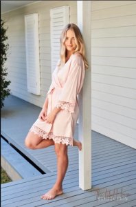 Buy Blush Lace Trim Robe &ndash The Label House Collection