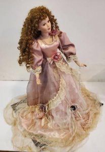 Collectible Porcelain Doll in Luxury Dress