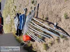 Full size trampoline with garden rail padding and ladder