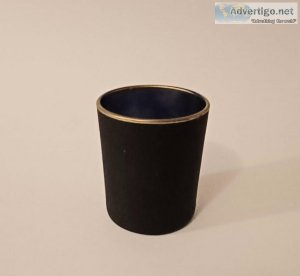 Blue Candle Holder with Gold Trim