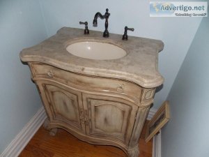 Antique White Vanity With Marble Top