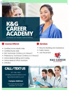 KandG Career Academy  Quality 3-Week Home Health Aide Classes