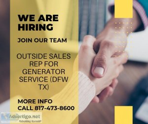 HIRING OUTSIDE SALES REP FOR GENERATOR SERVICE