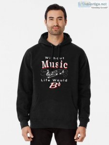 Without Music Life Would &quotB Flat" Pullover Hoodie