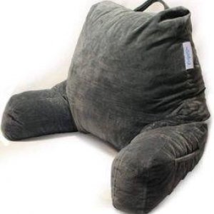 Reading Lounge Pillow with Arms and Pockets Gray