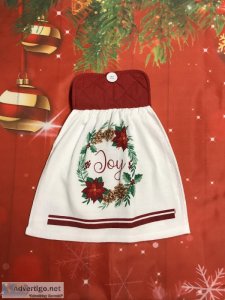 Christmas Wreath Joy Holiday Towel