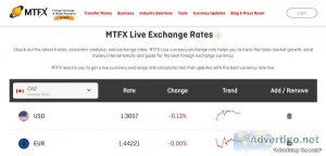 Live currency exchange rates