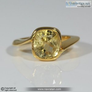 Get latest collection of yellow sapphire stone ring at navratan