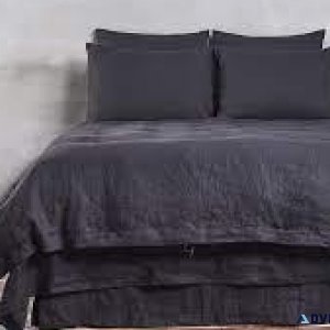 Jet Black Natural Linen Duvet Cover