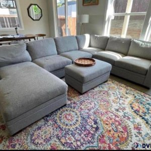 Sectional fabric couch and ottoman with Storage