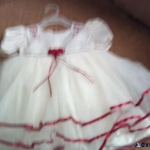 NEW 18-Month Girl s Cream Dress wRed Trim