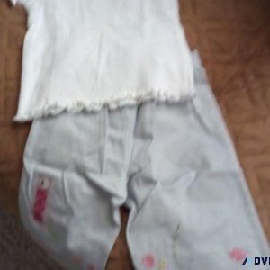 NEW 12-18 Month Girl s White Tee wLight Blue Floral Pant