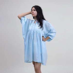 Sky blue solid soft modern dress for girls