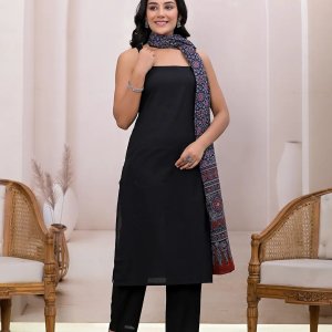 Black pure cotton straight suit set