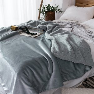 Double-layer milk fleece solid color blanket buy 1 get 1 free