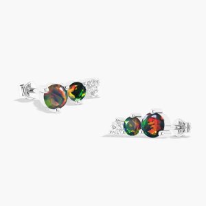 Stackable black opal earrings for women