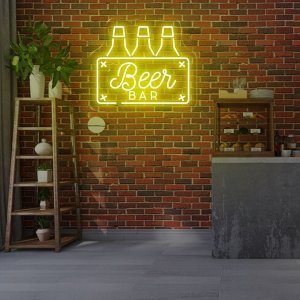 Vibrant beer bar neon sign - perfect for bars, pubs, and home