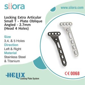 Locking extra articular small t-plate oblique angled 27mm