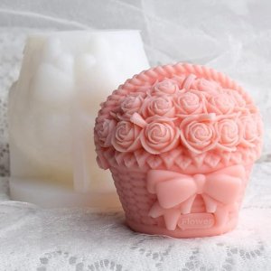 Aai planet rose bouquet 3d flower basket pillar silicone mould |