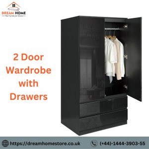 Stylish 2 door wardrobe with drawers – shop at dream home store