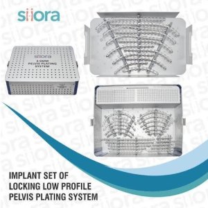 Implant set of locking low profile pelvis plating system